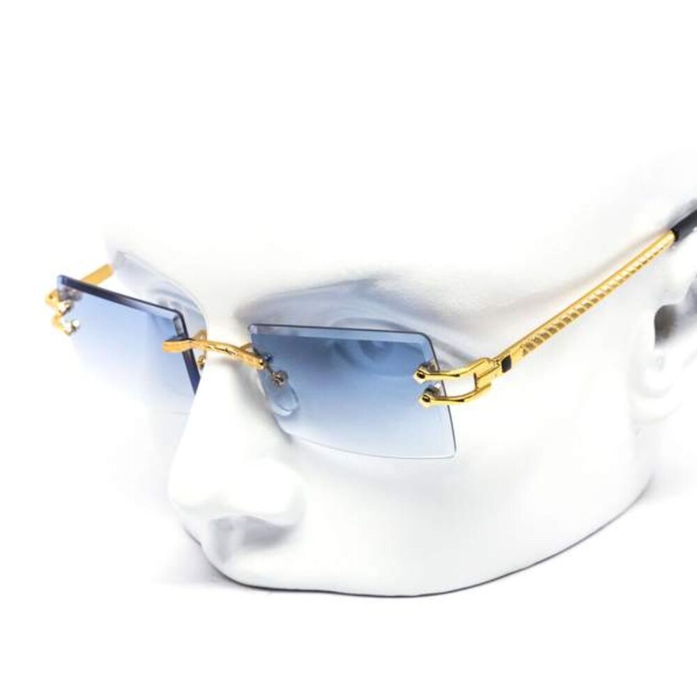 Men Sunglasses Hip Hop Gold Blue Lens Fashion Retro‎ Shades Rapper Lentes Gafas
